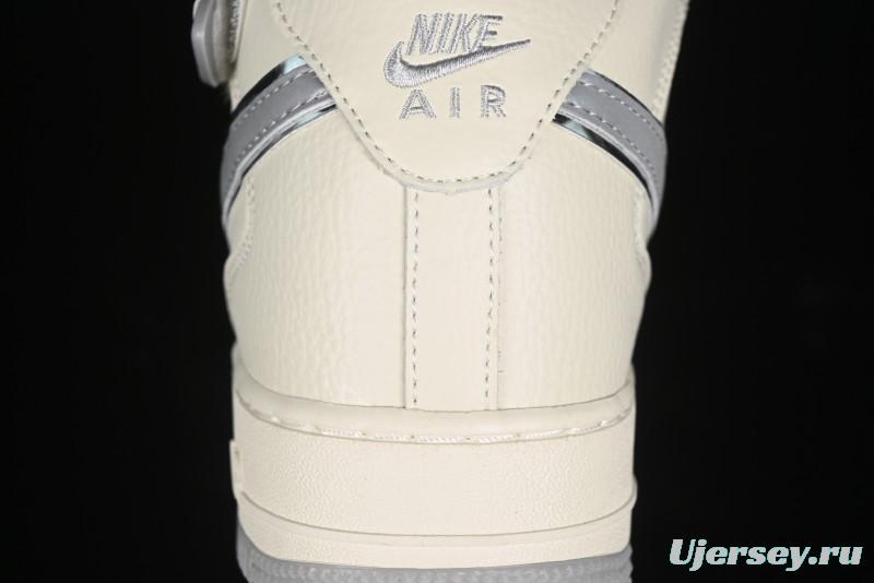 Nike Air Force 1 '07 Mid Casual Sneakers in Light Grey with 3M Reflective Details and Crystal Outsole - XL0236-232