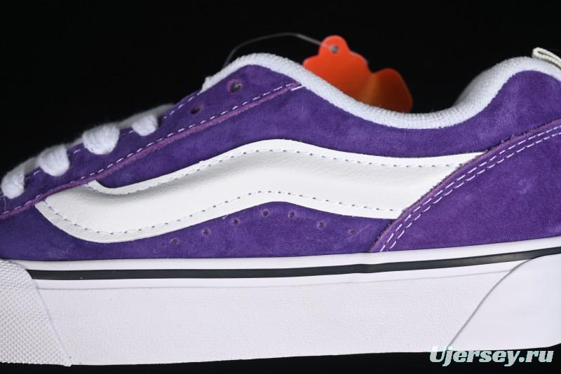 Vans Classics Knu Skool Full-Grain Leather Retro Sneakers with Chunky Silhouette - VN000CS0DRV