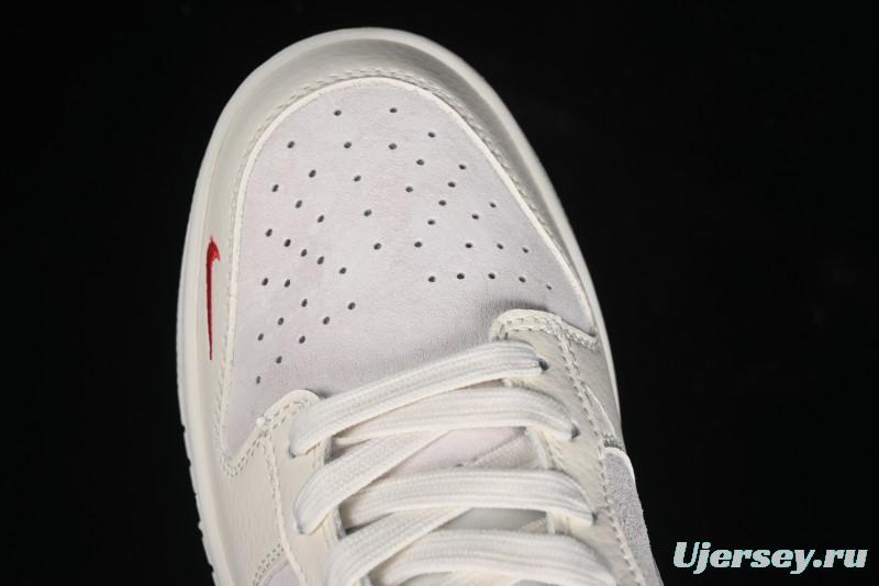 Nike SB Dunk Low Comme des Garçons Collaboration - Pigskin White Swoosh Anniversary Custom Low-Top Casual Skate Shoes - KK1333-004