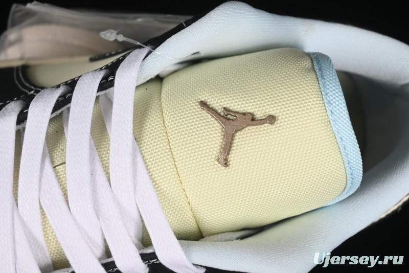 Nike Air Jordan 1 Low "Coconut Milk Black" Casual Basketball Shoes with Contrast Swoosh - HQ3437-101