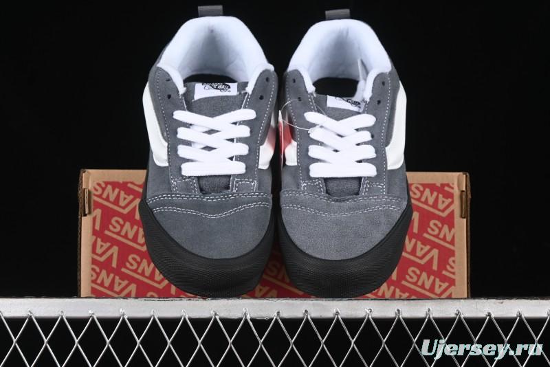 Vans Knu Skool Dark Grey Black Sole Versatile Casual Slip-Resistant Cushioned Platform Sneakers - VN000D22PWT