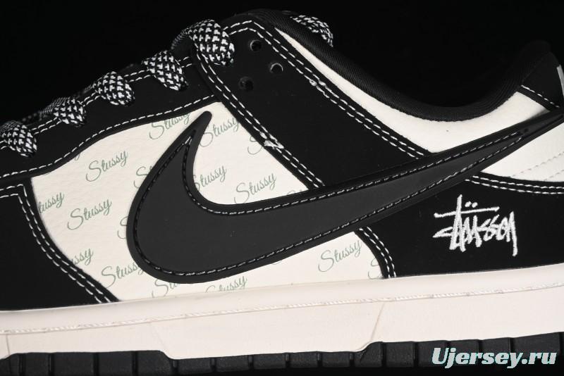 Nike SB Dunk Low x AMBUSH x Stussy Collaboration - Black Stitch Anniversary Custom Low-Top Casual Sneakers - XX2025-358
