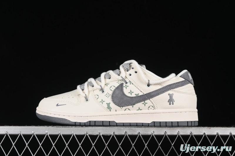Nike SB Dunk Low Violent Bear Series - Lace-Up Beige with Grey Check - Anniversary Custom Edition Low-Top Casual Skate Shoes - SJ2068-289