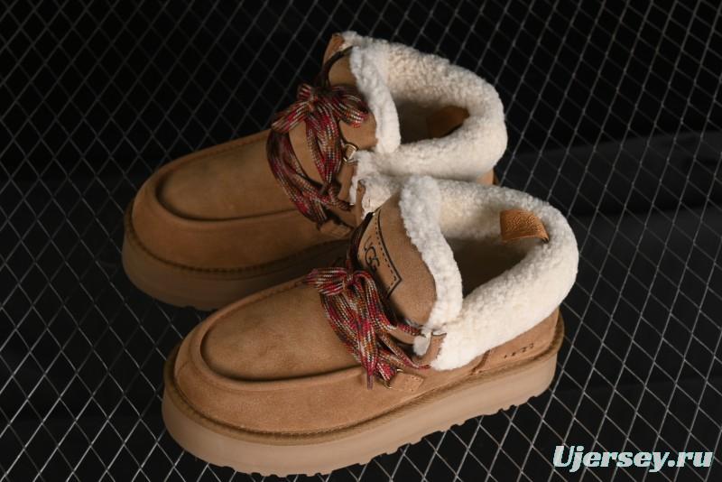 UGG Classic Mini II Fur Lace-Up Platform Short Boots with Treadlite Outsole - 1143954