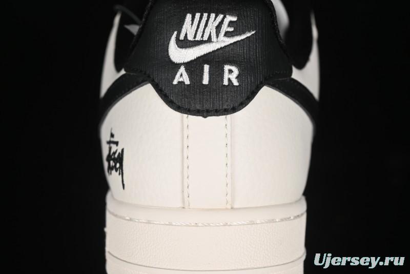Nike Air Force 1 '07 Low Stussy Collaboration - White Black Low-Top Casual Sneakers - XZ3328-001