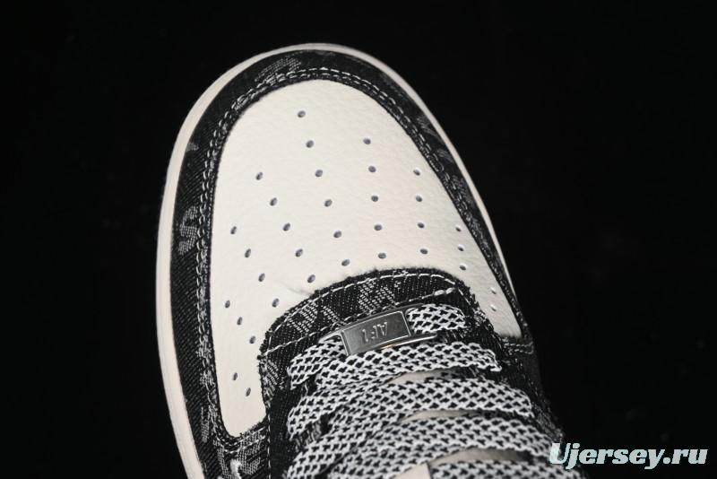 Nike Air Force 1 '07 Low Levi's Collaboration Double Swoosh Beige Black Casual Sneakers - SJ6698-001