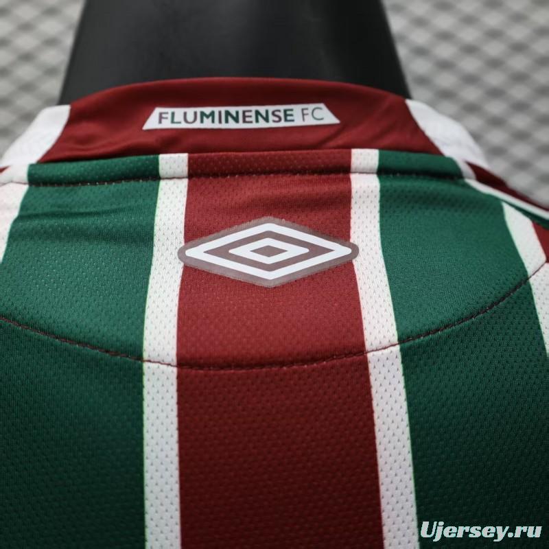 Player Version 25/26 Fluminense Green and Burgundy Vertical Striped with White Trim Jersey