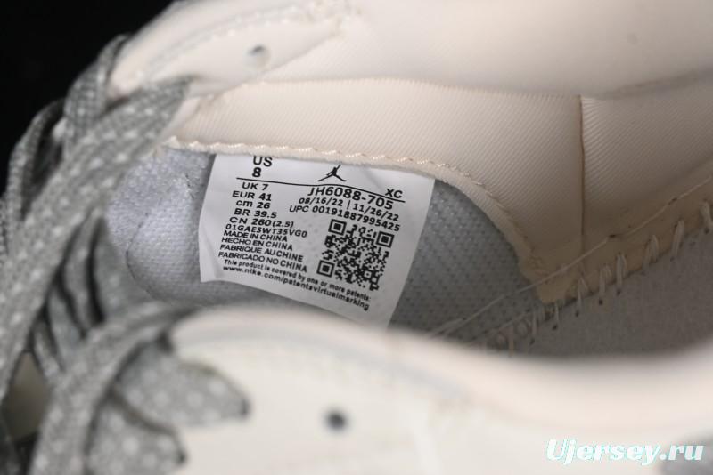 Nike Travis Scott x Fragment Design x Air Jordan 1 Low OG SP AJ1 Supreme Collaboration - Light Grey Denim Two-Tone Low-Top Casual Sneakers - JH6088-705