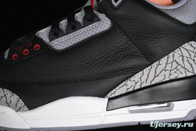 Nike Air Jordan 3 Retro Black Cement Sneakers with Visible Air Cushion - DN3707-010