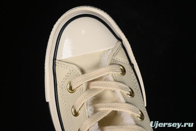 Converse Chuck 1970s Winter Waterproof Leather High-Top Sneakers with Gold Eyelets and Fleece Lining - A12443C