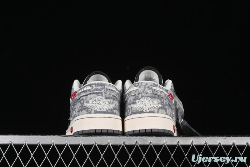 Nike Air Jordan 1 Low AJ1 Dior Collaboration - Grey Blue Red Label Retro Basketball Shoes - SJ9950-037
