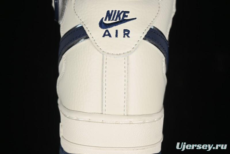 Nike Air Force 1 '07 Mid Deep Blue Two-Tone Sole Mid-Top Casual Sneakers with Reflective Stars - XL0236-233