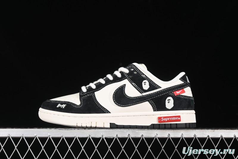 Nike SB Dunk Low Supreme x Bape Collaboration Anniversary Edition Custom Low-Top Casual Sneakers - SJ1089-018