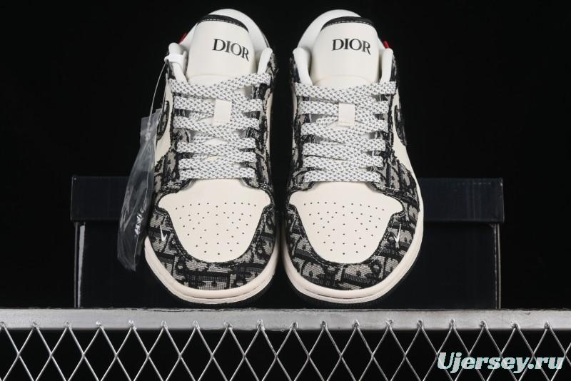 Nike Air Jordan 1 Low AJ1 Dior Collaboration - White Black Red Label Retro Basketball Shoes - SJ9950-036