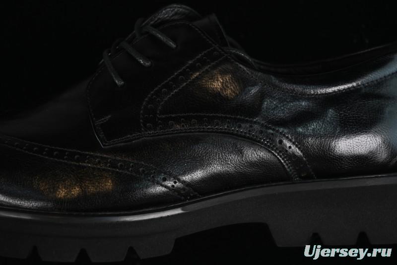 Ecco Block Brogue Business Derby Round Toe Genuine Leather Dress Shoes - 63667201001