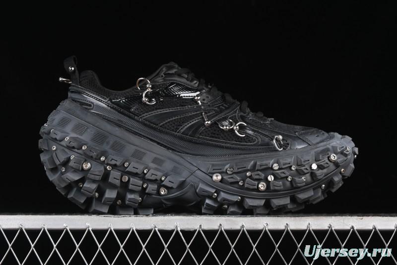 Balenciaga Defender Rubber Platform Sneakers Low-Top Combat Outdoor Shoes with Studded Design and Exaggerated Tire Tread Sole - W2RAG1081