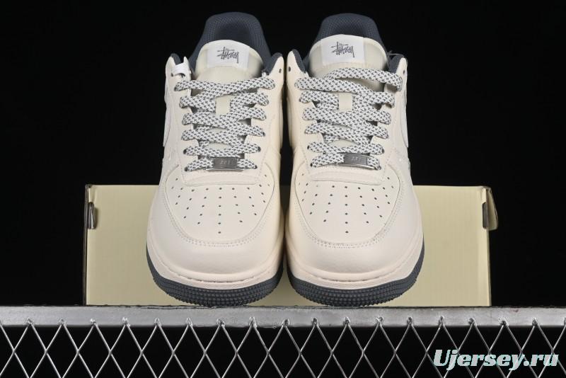 Nike Air Force 1 '07 Low Stussy Collaboration - Light Grey Double Swoosh Casual Sneakers - XZ6188-012