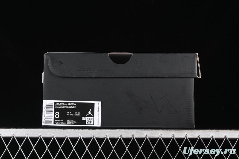 Nike Air Jordan 4 Retro Basketball Shoes in Black, Blue and Neutral Grey - FV5029-003