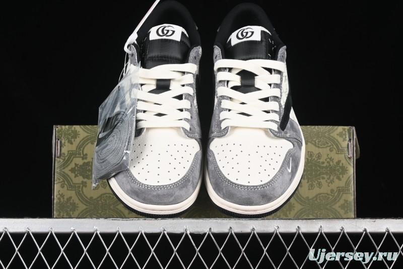 Nike Travis Scott x Fragment Design x Air Jordan 1 Low OG SP AJ1 Gucci Collaboration - Black Hook Dragonfly Low-top Casual Sneakers - SJ2068-137