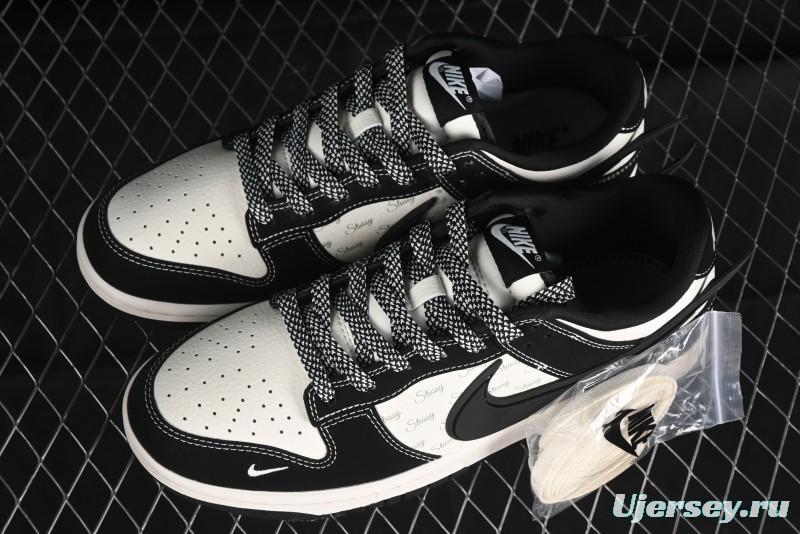 Nike SB Dunk Low x AMBUSH x Stussy Collaboration - Black Stitch Anniversary Custom Low-Top Casual Sneakers - XX2025-358