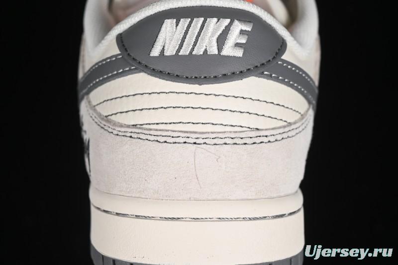 Nike SB Dunk Low Stussy Collaboration Patch Grey White Dark Grey Swoosh Anniversary Custom Low-Top Casual Skate Shoes - MM1089-024