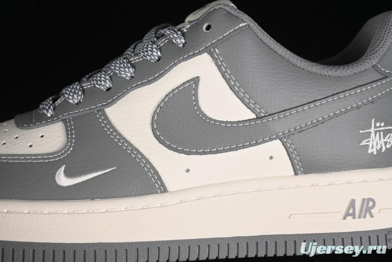 Nike Air Force 1 '07 Low Stussy Collaboration - Premium Gray Low-Top Casual Sneakers - BB5353-512
