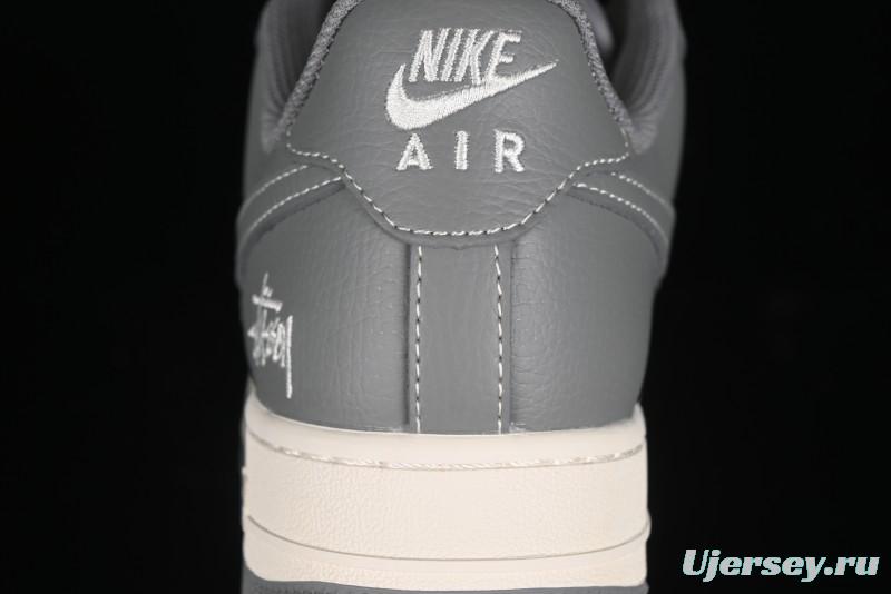 Nike Air Force 1 '07 Low Stussy Collaboration - Premium Gray Low-Top Casual Sneakers - BB5353-512