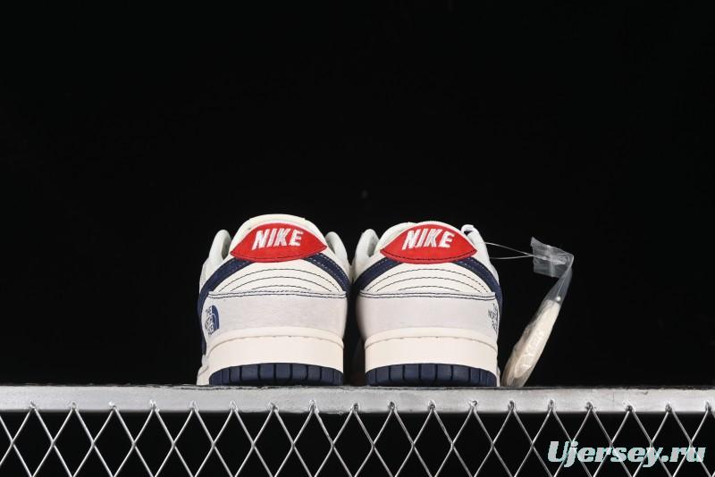 Nike SB Dunk Low The North Face Collaboration - Grey Pigskin Navy Swoosh Anniversary Custom Low-Top Casual Skate Shoes - SJ1089-012