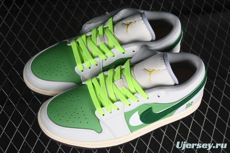 Nike Air Jordan 1 Low AJ1 White Green Double Hook Low-Top Retro Basketball Shoes - FZ5046-041