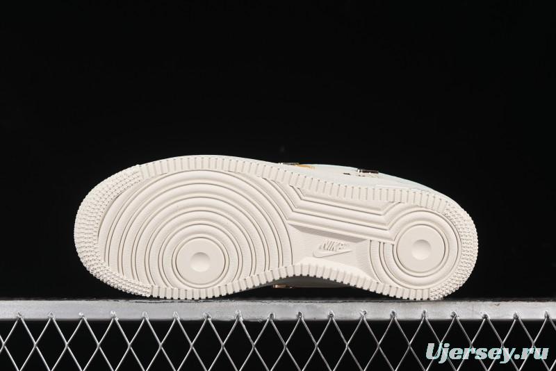 Nike Air Force 1 '07 Low Casual Sneakers with Mint Mambo Anime Theme and Gold Spray - ZH0316-040