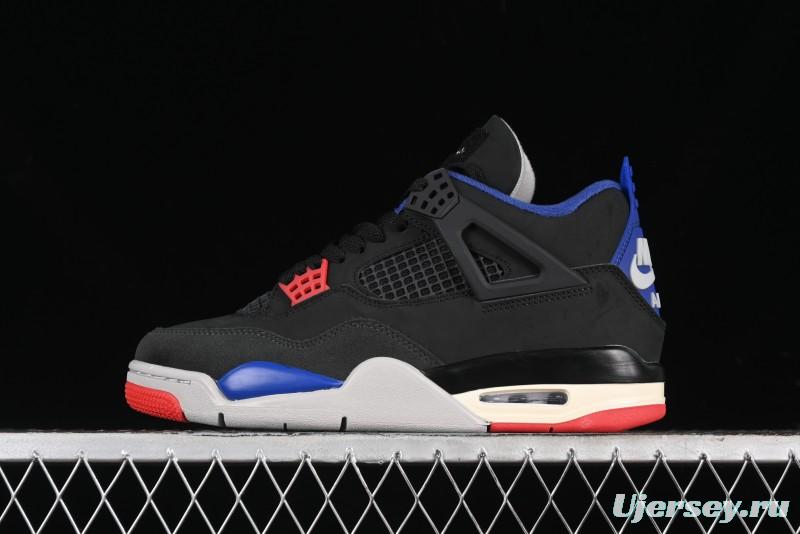 Nike Air Jordan 4 Retro Basketball Shoes in Black, Blue and Neutral Grey - FV5029-003