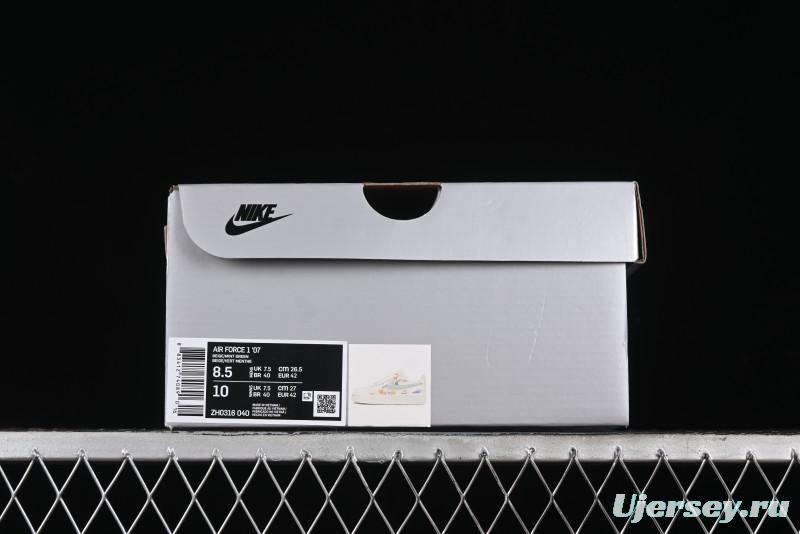 Nike Air Force 1 '07 Low Casual Sneakers with Mint Mambo Anime Theme and Gold Spray - ZH0316-040