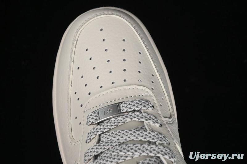 Nike Air Force 1 '07 Low Stussy Collaboration - Light Grey Double Swoosh Casual Sneakers - XZ6188-012