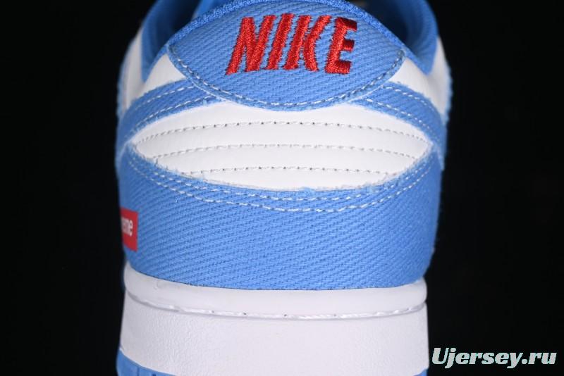 Nike SB Dunk Low Supreme Collaboration - Woven Blue Swoosh Anniversary Custom Low-Top Casual Skate Shoes - KK1888-015