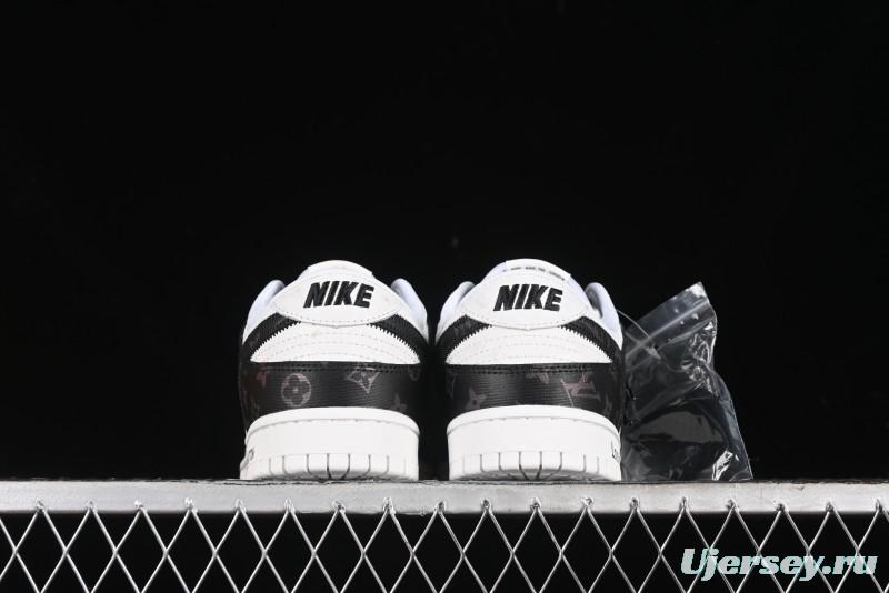 Nike SB Dunk Low LV Collaboration - Embossed White Black Print Anniversary High-End Custom Low-Top Casual Sneakers - DQ1098-361