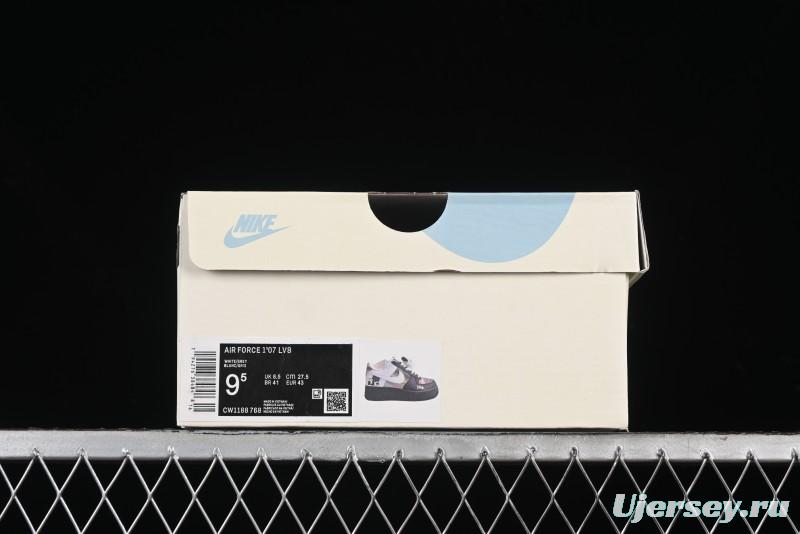 Nike Air Force 1 '07 Low Casual Sneakers with Lazy Panda Design - CW1188-768