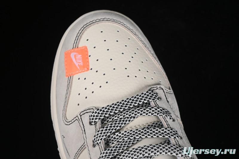 Nike SB Dunk Low Stussy Collaboration Patchwork Grey White Black Swoosh Anniversary Custom Low-Top Casual Skate Shoes - MM1089-022
