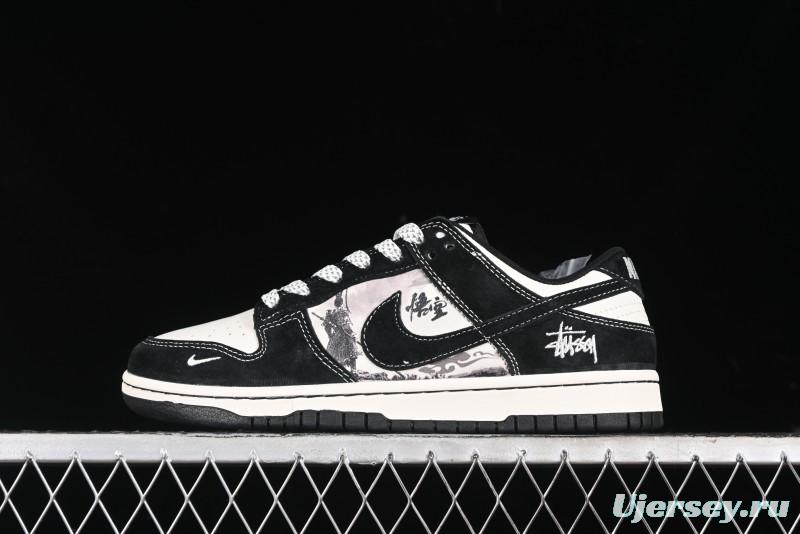 Nike SB Dunk Low Stussy Collaboration - Black Wukong Anniversary High-End Custom Low-Top Casual Sneakers - XX2025-555