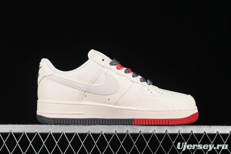 Nike Air Force 1 '07 Low Supreme Collaboration - Beige Red Blue Colorblock Casual Sneakers - XZ6188-228
