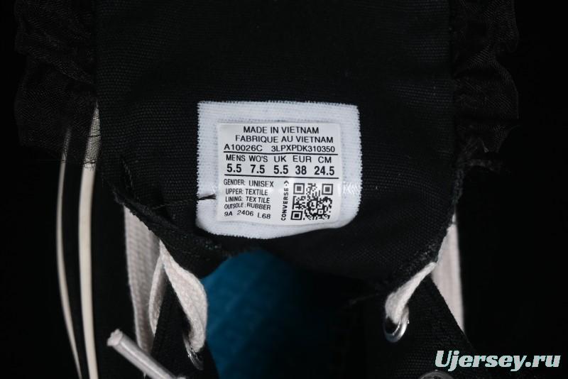 Converse Chuck 1970s High Top Canvas Shoes in Black Lace Punk Style - A10026C