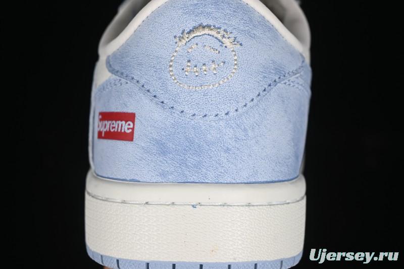 Nike Travis Scott x Fragment Design x Air Jordan 1 Low OG SP AJ1 Supreme Collaboration - Tie-Dye Blue Low-Top Casual Sneakers - CH6336-010