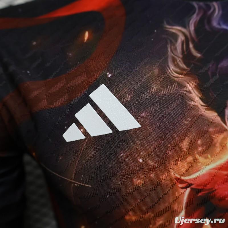 Player Version 2025 Japan NA ZHA Black with Fire & Ice Warrior Jersey