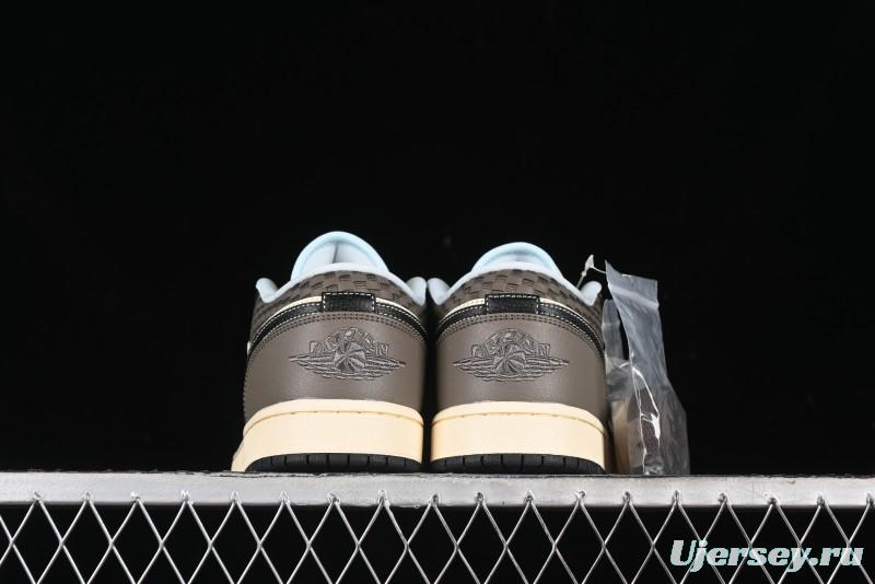 Nike Air Jordan 1 Low "Coconut Milk Black" Casual Basketball Shoes with Contrast Swoosh - HQ3437-101