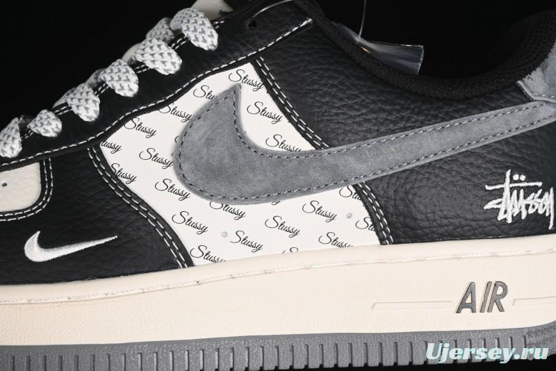 Nike Air Force 1 '07 Low Stussy Collaboration - Black Grey Casual Sneakers - XZ3328-566