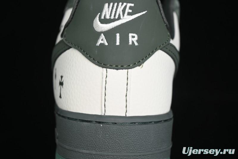 Nike Air Force 1 '07 Low Chrome Hearts Collaboration - Moss Green White Low-Top Casual Sneakers - KK1988-029