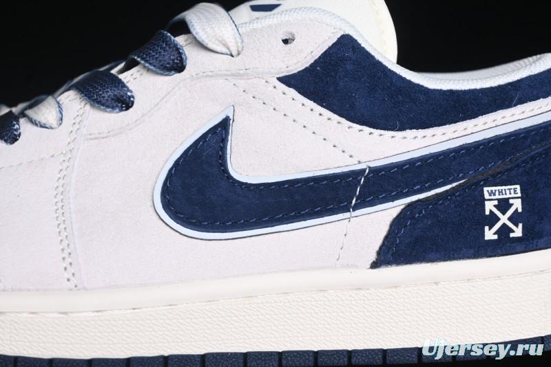 Nike Air Jordan 1 Low OF Collaboration - Premium Custom Retro Basketball Shoes in Blue Grey - DM9188-003