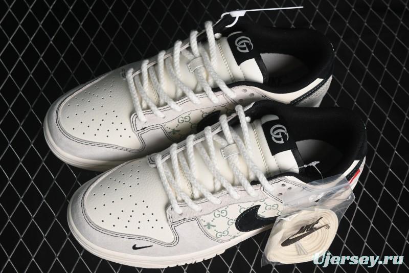 Nike SB Dunk Low Gucci Collaboration - Bumblebee Series Grey Black Hook Anniversary High-End Custom Low-Top Casual Skate Shoes - MM1089-029