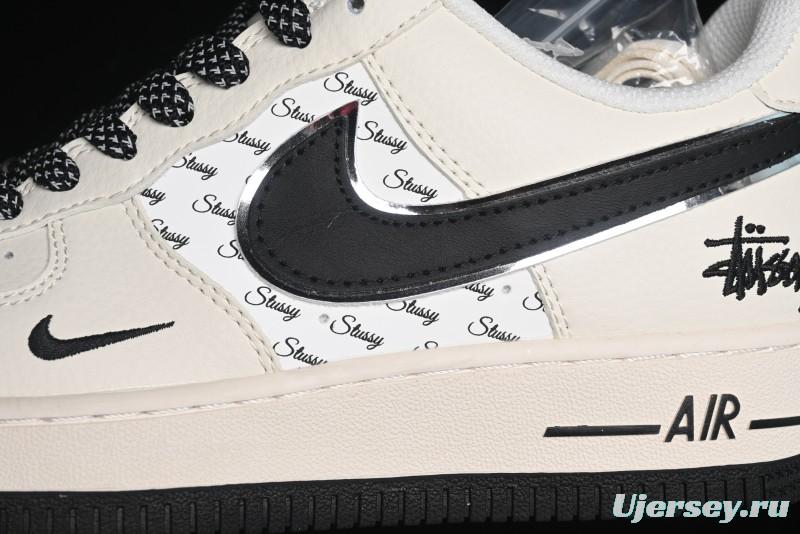 Nike Air Force 1 '07 Low Stussy Collaboration - Black Sail Metallic Silver - XZ3328-506