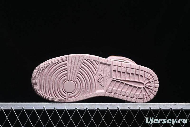 Nike Air Jordan 1 Mid AJ1 Basketball Shoes in Khaki Pink - BQ6472-620