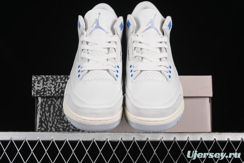 Nike Air Jordan 3 Retro "Lucky Shorts" Basketball Shoes with University Blue and White Colorway - CT8532-101